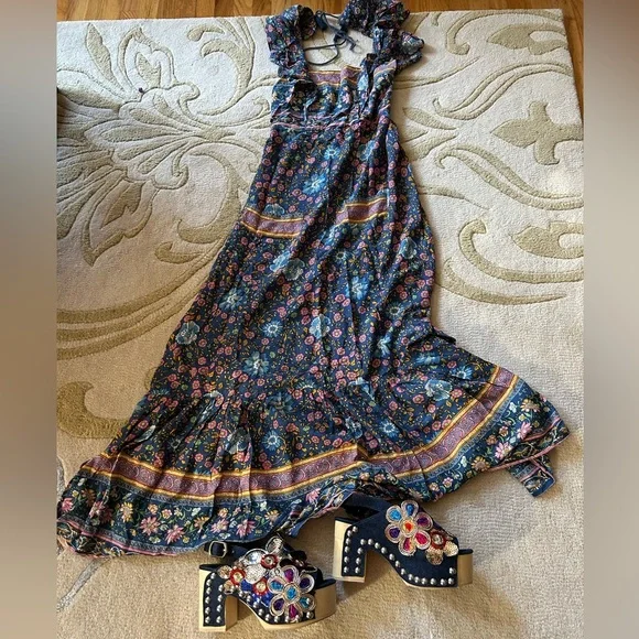 Last chance sale! NIB Jeffrey Campbell Effie platform sandals 6 Denim Sequins - Picture 3 of 4